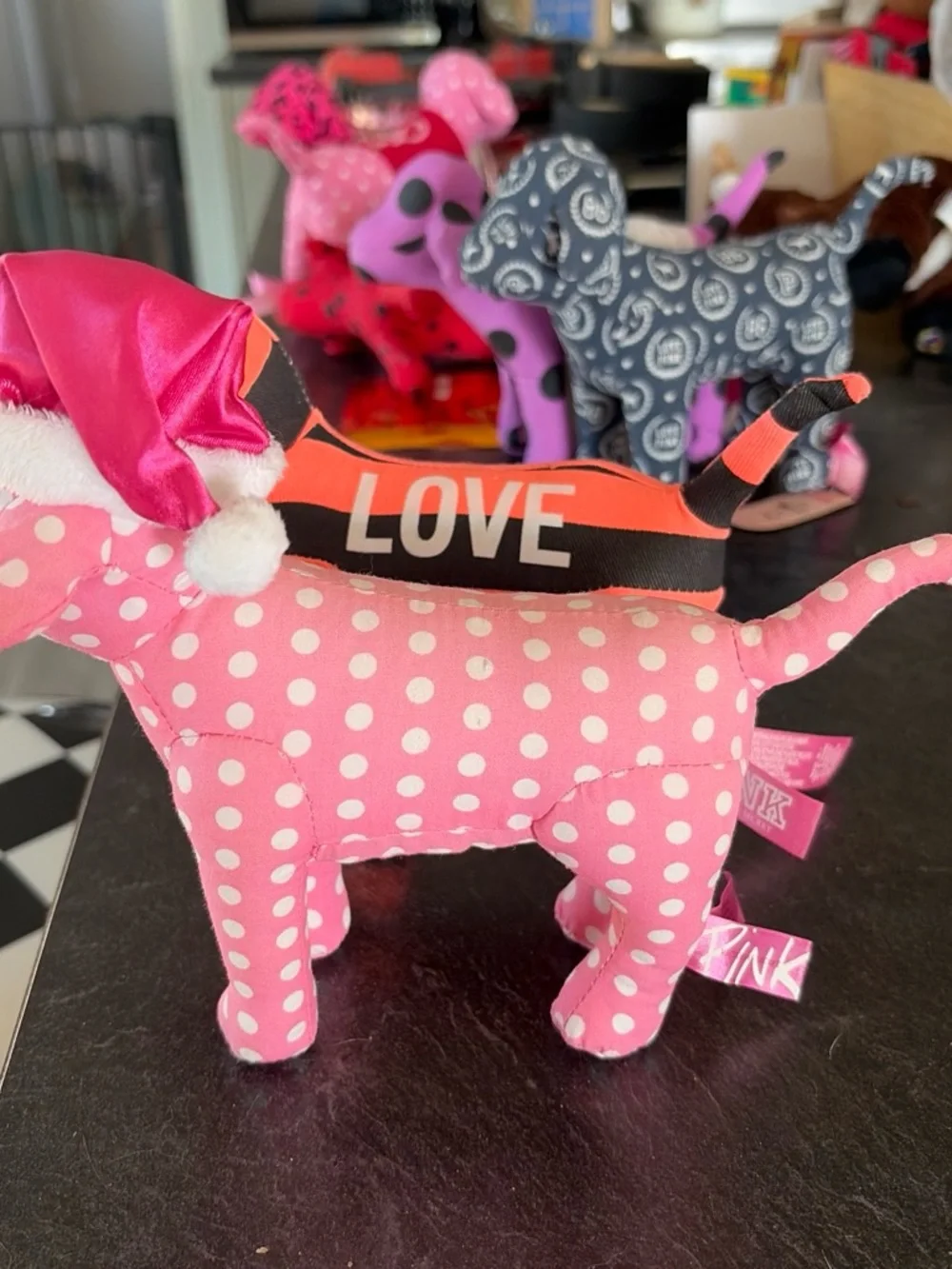 Vintage Victoria’s Secret holiday Christmas dog & love pink dog